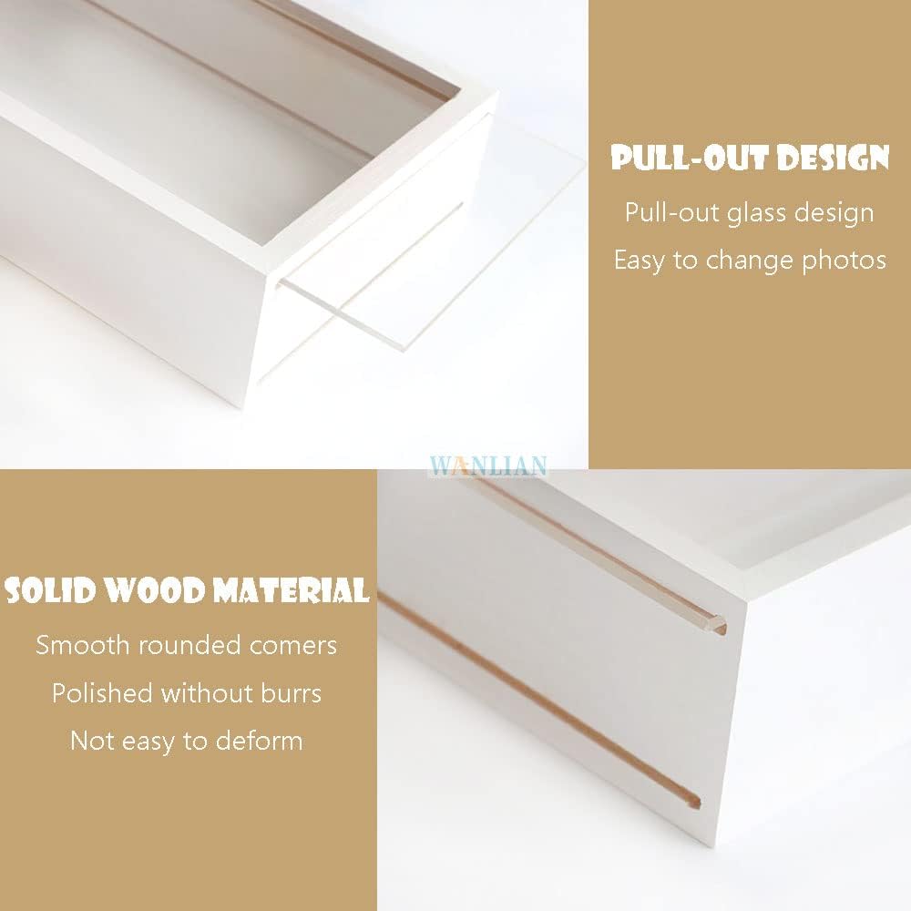 Shadow Box Frame,Wooden Double-Sided High-Definition Plexiglass Storage Box, DIY Display Box, Suitable for Dried Flowers, Specimens, Handicrafts, Baby Souvenirs and Photos (White)