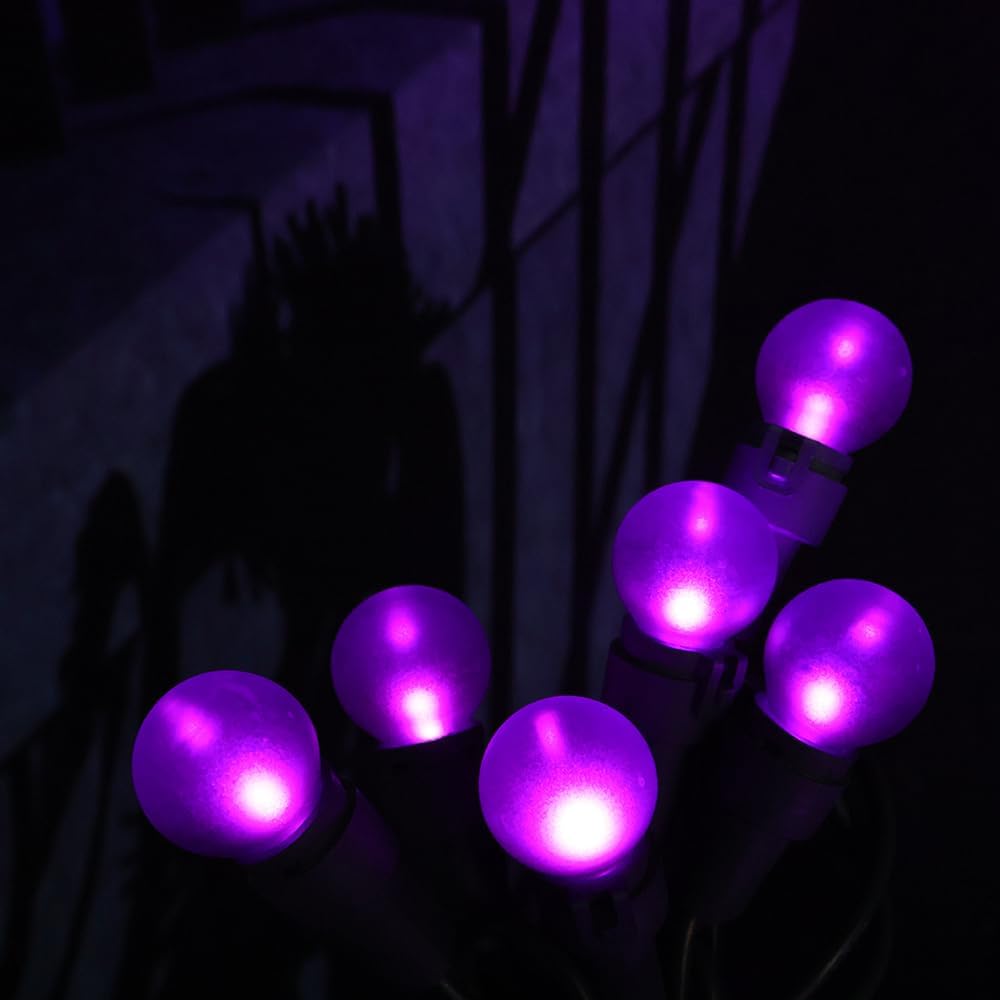Halloween Lights Purple G15 Globe String Light 50 LED 13.5ft Plug in Faily Lights Christmast Tree Lights for Indoor and Outdoor use Thanksgiving Yard Xmas Tree