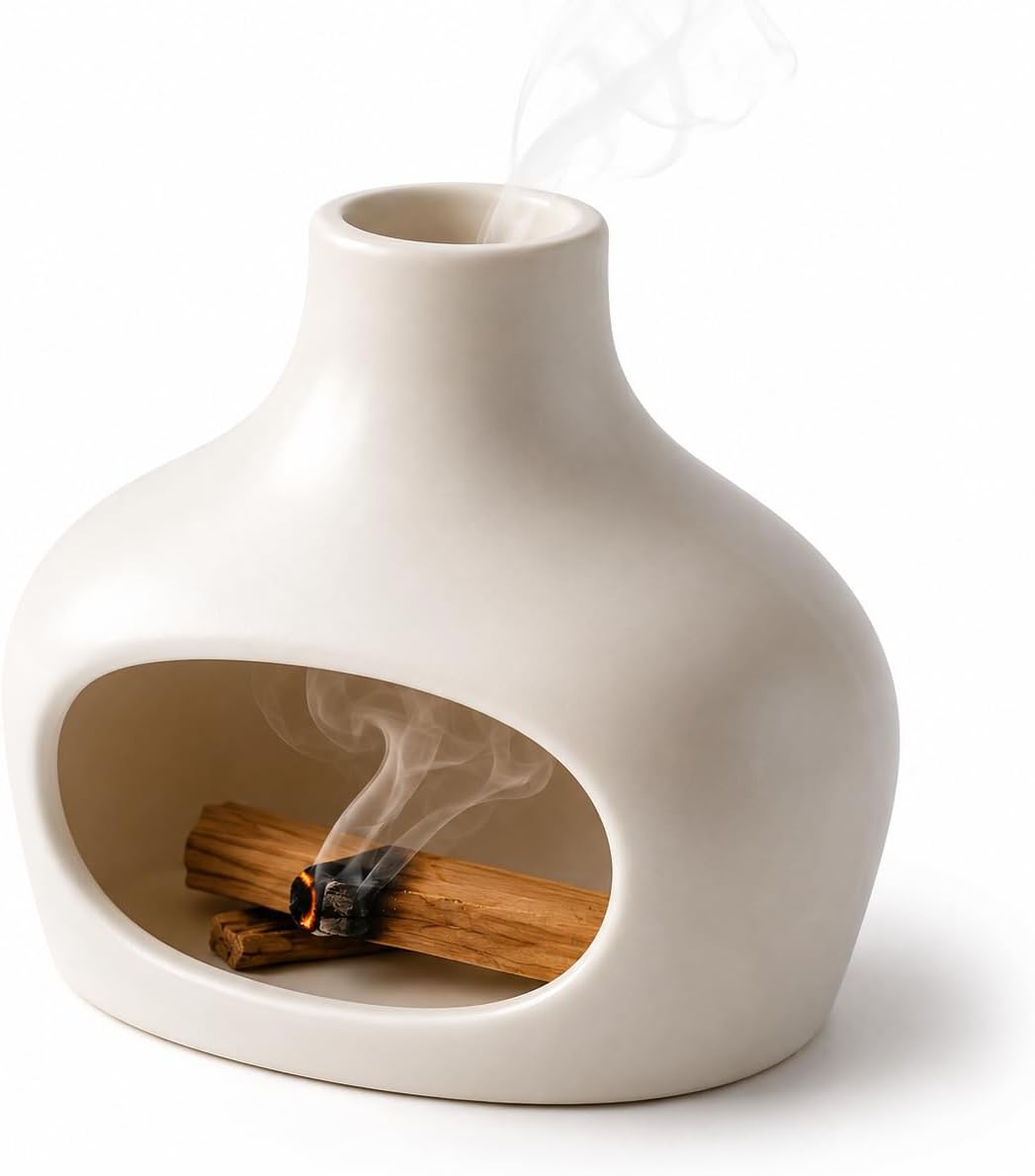 Palo Santo Holder Ceramic Incense Burner Wind-Resistant Chimney