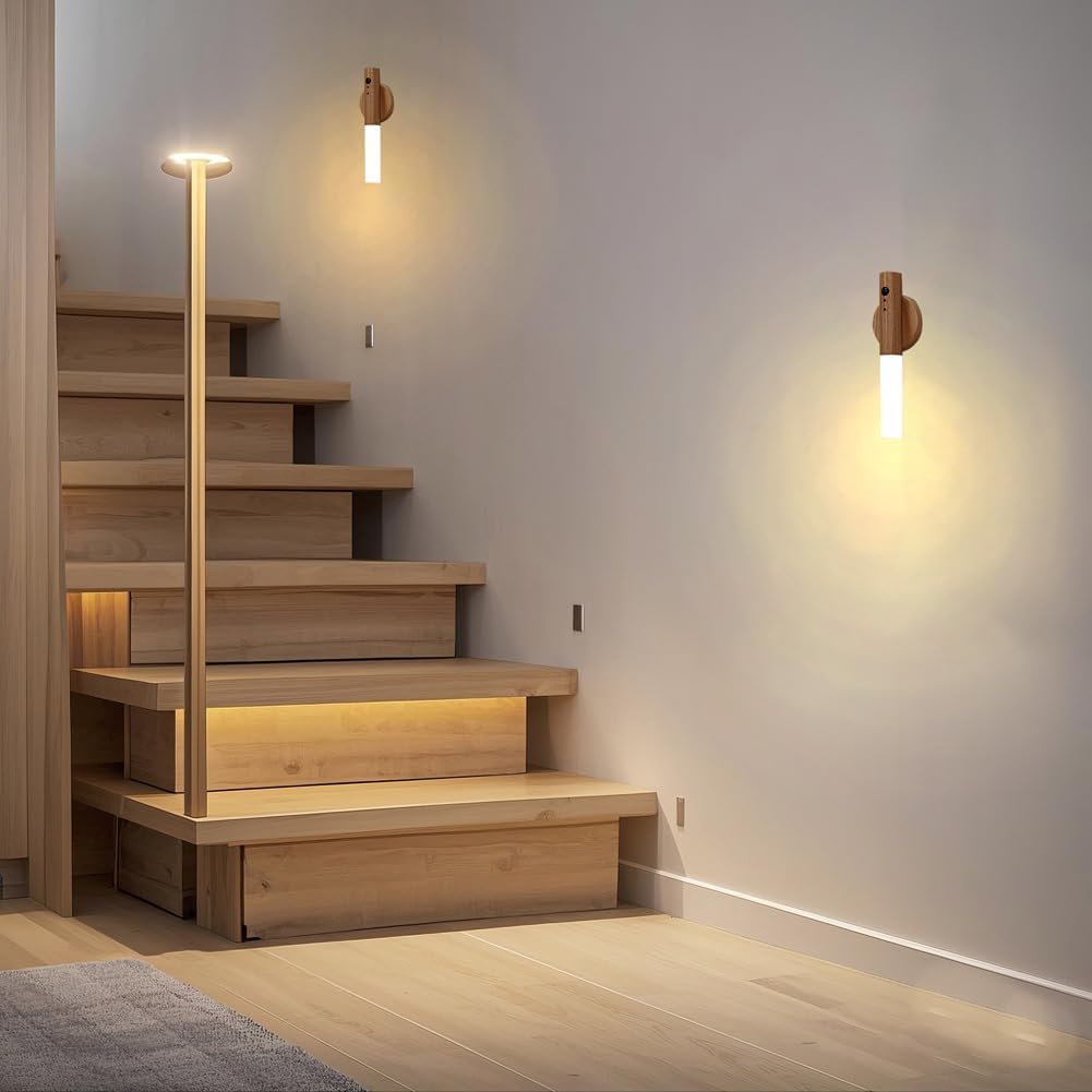 LANDGOO Wooden Motion Sensor Multicolor Night Lights,