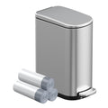 2.6 Gal Bathroom Trash Can with Soft Close Stay Open Lid, Small Rectangular 10L Stainless Steel Waste bin for Narrow Space, Waterproof, Matte Silver