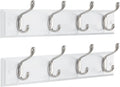Amada Coat Rack Wall Mount 2 Pack, Coat Hangers with 8 Hooks, White