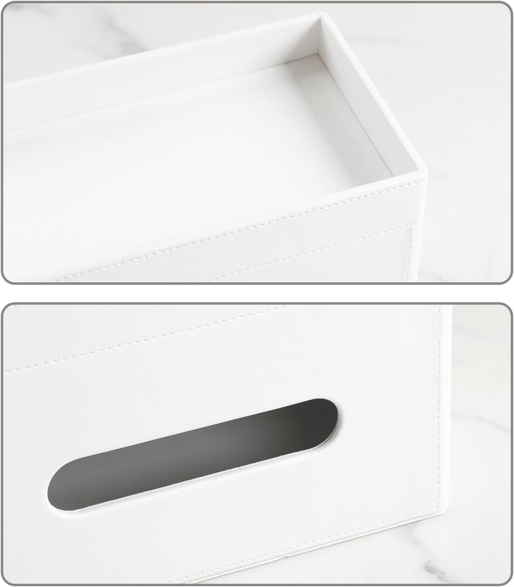 Plus Size Tissue Box Cover, Rectangle Tissue Box Organizer, White