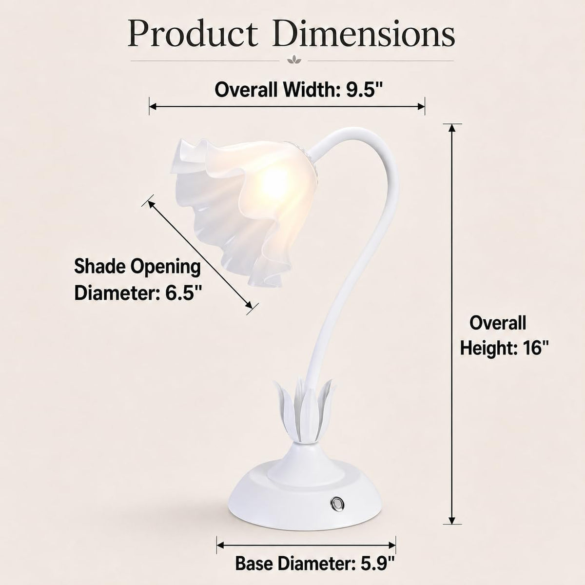 Cordless Flower Table Lamp White, Valentine‘s Gift, 5200-mAh Rechargeable Touch Lamp, 3-Way Dimmable, Build-in Integrated LED 320 Lumen Max, for Nightstand Bedroom Living Room