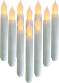 Set of 12 LED Flameless Taper Candles - Warm White Flickering Electric Candles for Halloween, Christmas, Parties, and Weddings