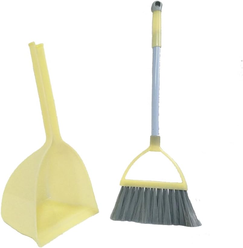 Mini Housekeeping Cleaning Tools for Children,3pcs Include Mop,Broom,Dustpan (Green Mop+Frash Yellow Broom&Dustpan)