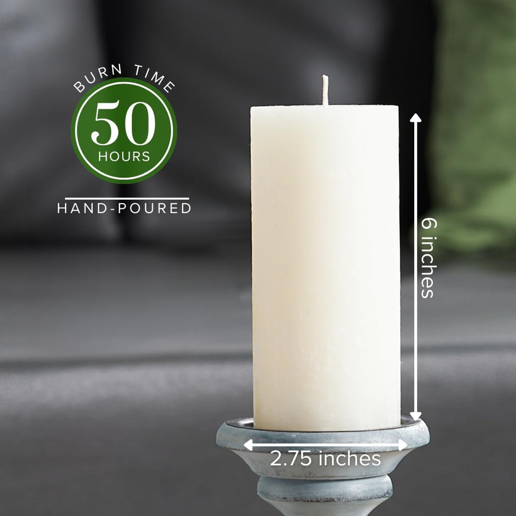 Ivory Peppermint Pillar Candles, Set of 3, 3x6 Inch, Scented Home Decor