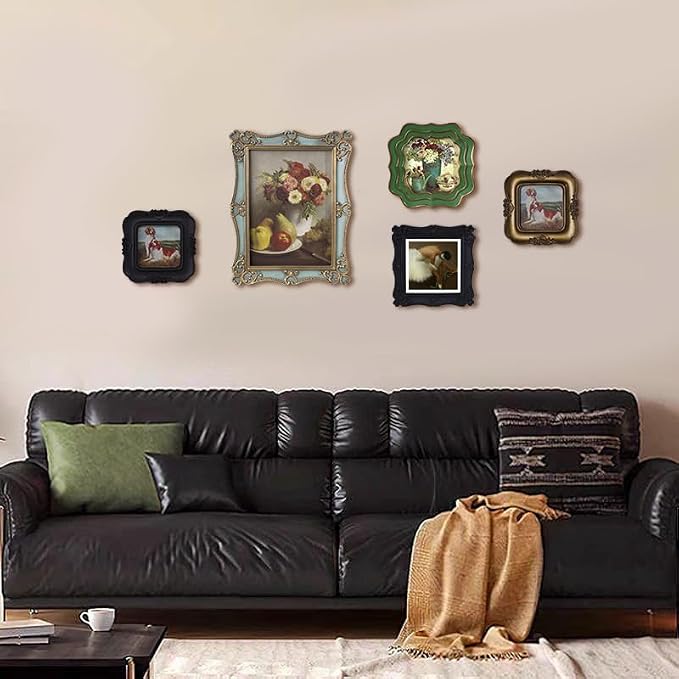 Vintage Picture Frame,Antique Style,Old-Fashioned,Square/Oblong Shape,Wall and Tabletop Victorian Frame,Gothic Look(Black, 4X4)