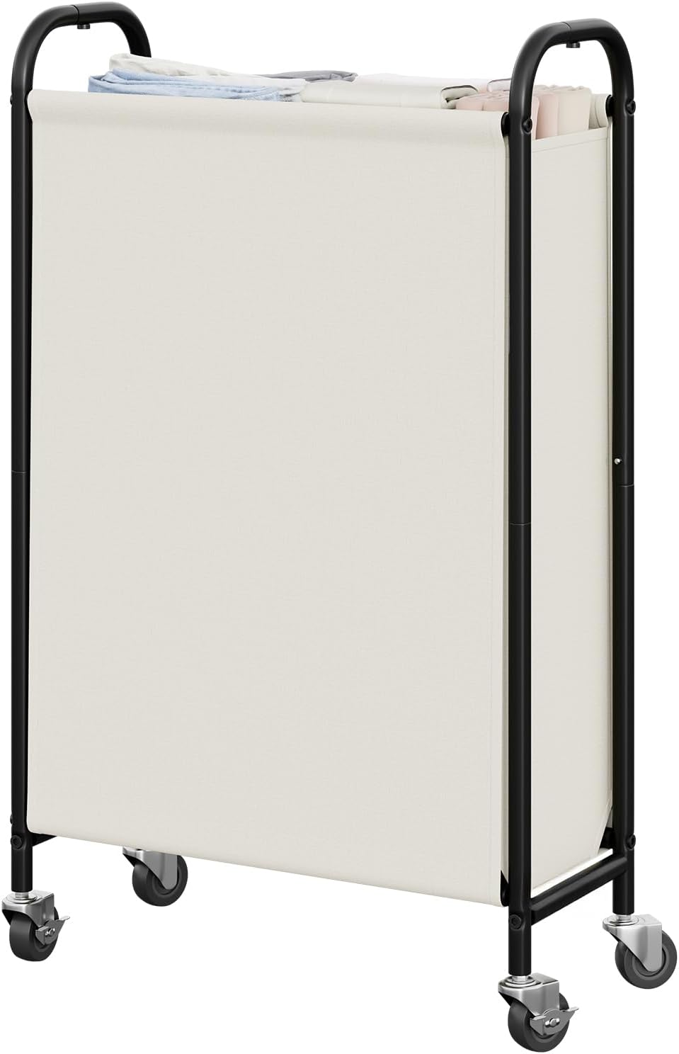 GRANNY SAYS Laundry Hamper, Slim Basket with Wheels and Handles, Beige, 80L