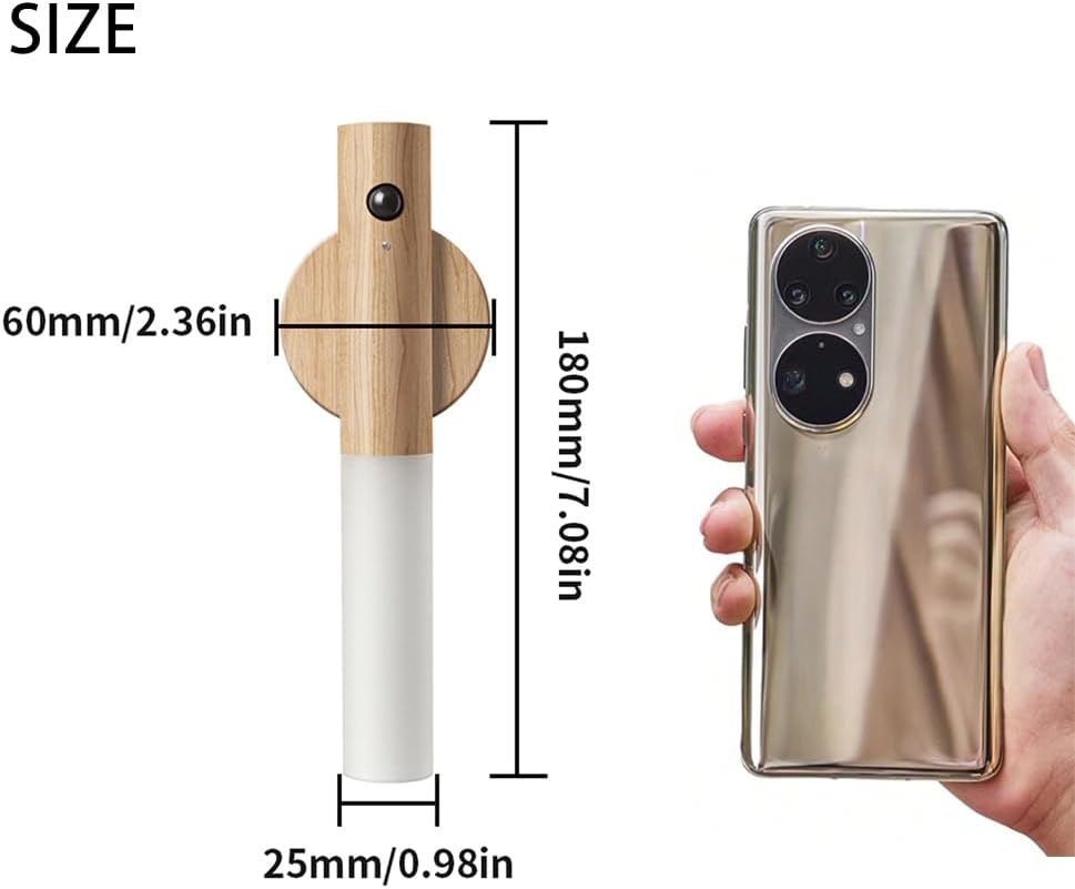 LANDGOO Wooden Motion Sensor Night Light 1-Pack, Ash Wood, Rechargeable