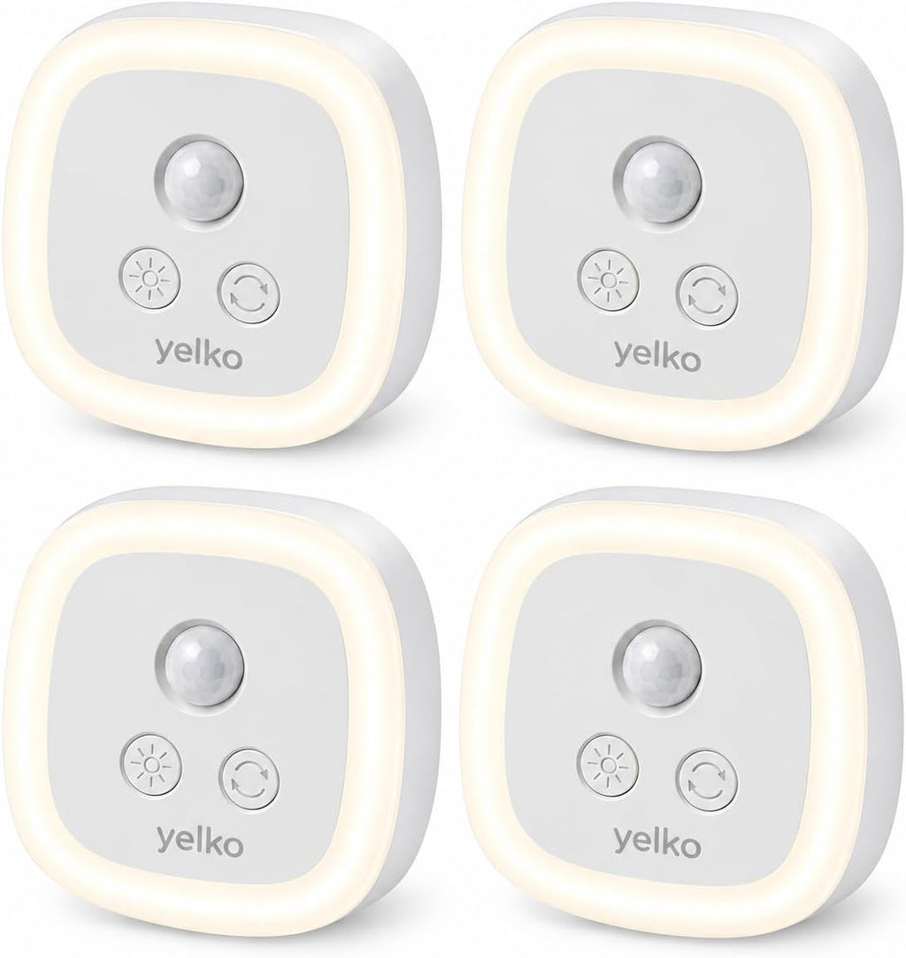YELKO Plug-in Nightlights, Motion Sensor and Dusk to Dawn Sensor, 4 Packs