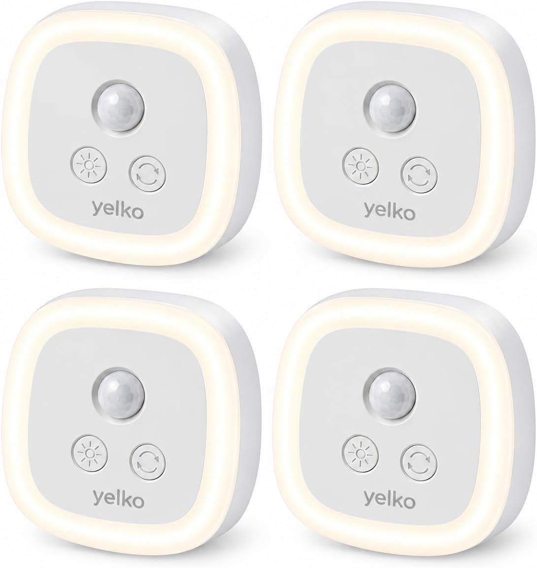 YELKO Plug-in Nightlights, Motion Sensor and Dusk to Dawn Sensor, 4 Packs