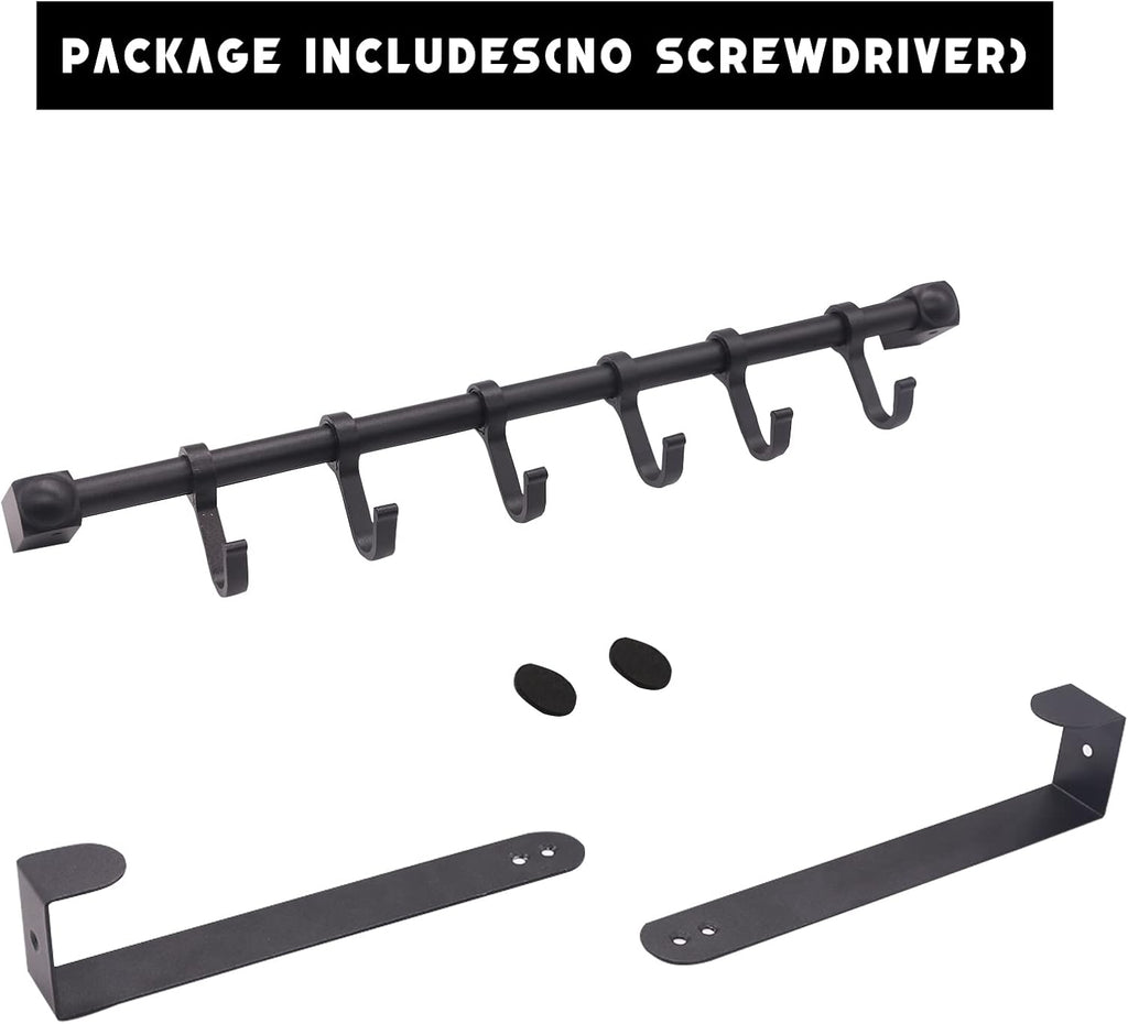 Over The Door Hooks Door Hanger, Moving 6-Hooks Over Door Coat Rack for Hanging, Aluminum Heavy Duty Door Organizer for Towel Robe Hat Bag, Behind Back of Door Bathroom (Black)