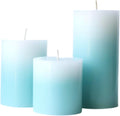 Ombre Gradation Pillar Candle Set by Modern Candle Design Set of 3-2.95", 4" and 6" Unscented (3 Turquoise)
