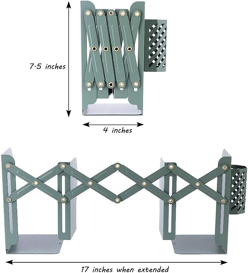Adjustable Bookends Metal Book Ends for Heavy Book Holder Heavy Duty Bookends Nonskid Bookcase Desktop Book Organizer Binder Holder (Blue)
