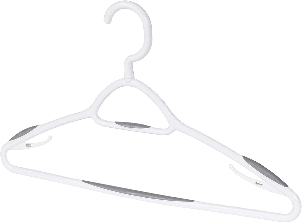 Set of 5 Deluxe Non Slip Hangers by Neatfreak! - Space Saving Hangers for Clothes, Pants, Jackets and Shirt 5 Pack,White/Grey