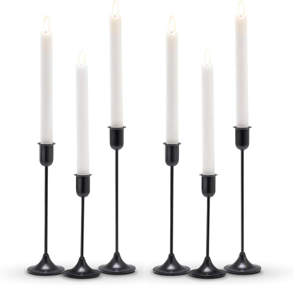 Black Taper Candle Holder 6 PCS, Vintage Candle Stick Candlestick Holders