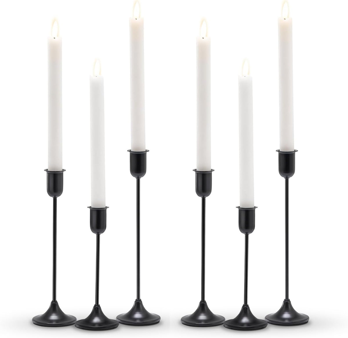 Black Taper Candle Holder 6 PCS, Vintage Candle Stick Candlestick Holders