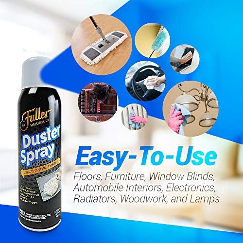 Fuller Brush Duster Spray + Fuzzy Fan Duster - Netted Fiber Duster with Slanted Head Cleans Ceiling Fans Walls Bookshelves Door & Window Tops