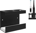 Linkidea Wall Mount Electric Toothbrush Holder for Bathroom, 2 Slots Aluminum Alloy Toothbrush Hanger, Self Adhesive Brush Organizer Compatible with Oral-B iO Series (Black)