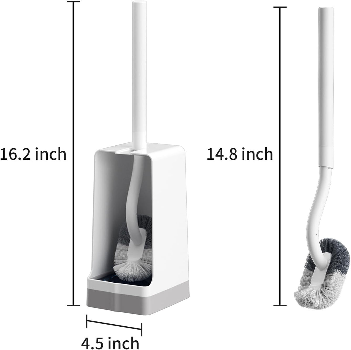 Marbrasse Bathroom Toilet Bowl Brush and Holder, Curved Design Dismount Toilet Brush for Deep Cleaning Under Rim, Best Toilet Brush Set, CompactToilet BowlCleaner Brush for Bathroom, 1 Pack