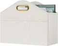 Magazine Holder PU Leather Magazine Rack Floor foldable Magazine Basket Organizer Newspaper Storage Bin Document File Holder for Home Office - white