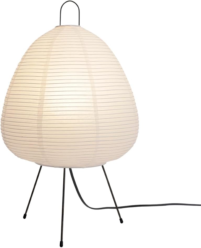 Japanese Rice Paper Lamp,Table Lamps for Living Room,Paper Lanterns,Noguchi Akari Japandi Lamp,Japanese Decor Desk Light,Tripod Table Lamps for Bedroom,Bedside or Tabletop,E26 Base,Button Control