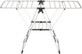 Maomo Foldable Clothes Drying Rack, Double-Sided Gullwing Laundry Drying Stand with Adjustable Wings, Tool-Free Setup, Space-Saving Steel Rack for Indoor Use, White