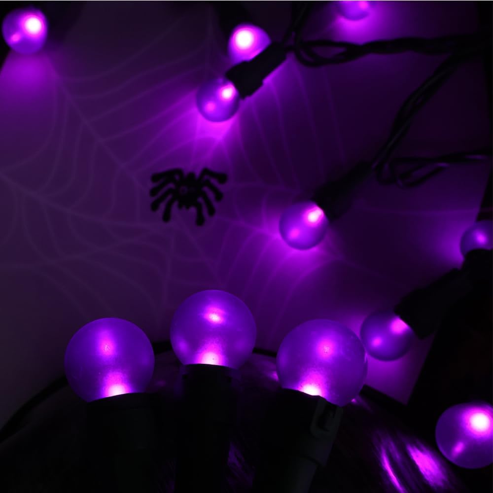 Halloween Lights Purple G15 Globe String Light 50 LED 13.5ft Plug in Faily Lights Christmast Tree Lights for Indoor and Outdoor use Thanksgiving Yard Xmas Tree