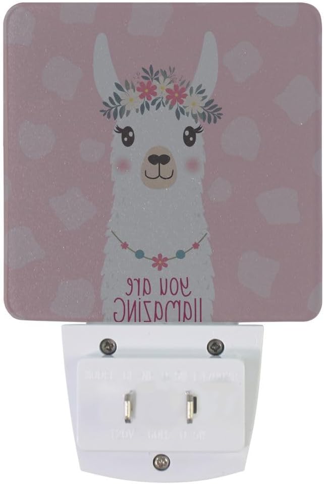 2 Pack Plug-in LED Night Light Lamp You are Llama Amazing Printing with Dusk to Dawn Sensor for Bedroom, Bathroom, Hallway, Stairways, 0.5W