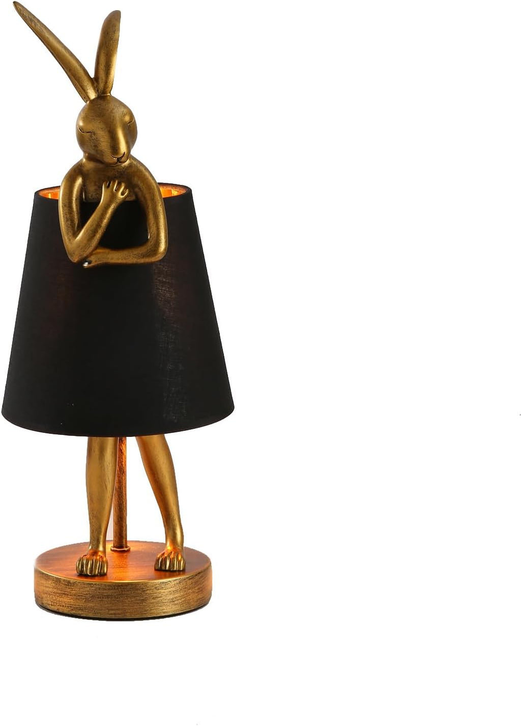 NorDiem LED Bunny Table Lamp, Resin Animal Rabbit Desk Light with Linen Shade, 15.7 Inch Decorative Lamp for Bedroom, Office & Kids Room (15.7" Black Shade)