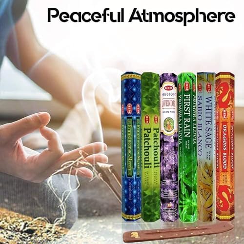 HEM Assorted Hexa Incense Sticks – Pack of 6 Fragrance Sticks (Each Tube Contains 20 Sticks) – Long-Lasting Aromatherapy for Meditation, Relaxation, Yoga, and Home Fragrance