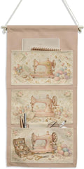 IAXIC Retro Sewing Machine Canvas Wall Hanging Organizer with Pockets