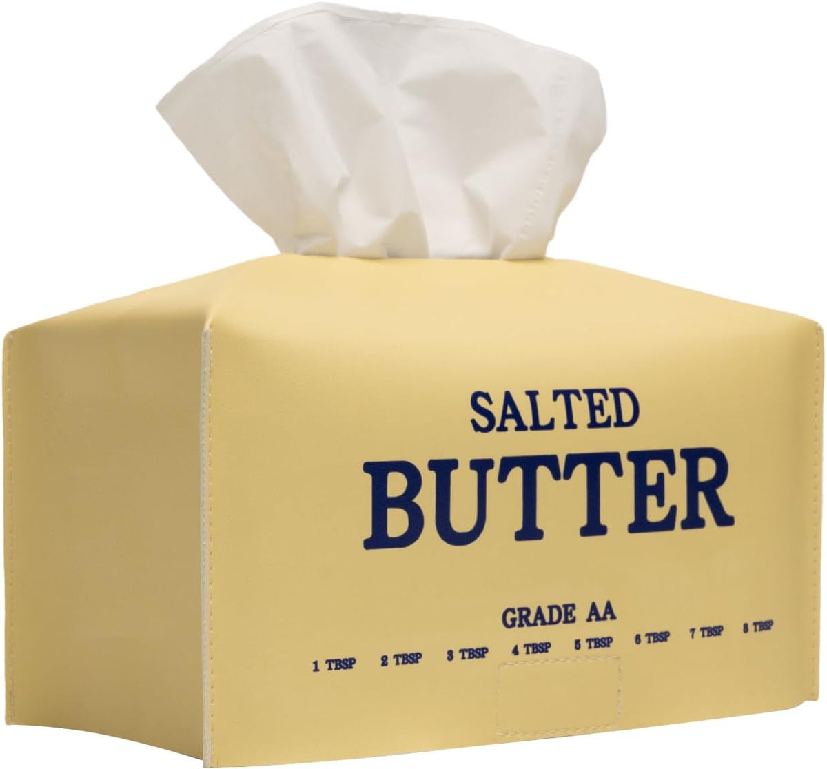 MSJGA Butter Tissue Box Cover, Rectangular PU Leather Tissue Box Holder