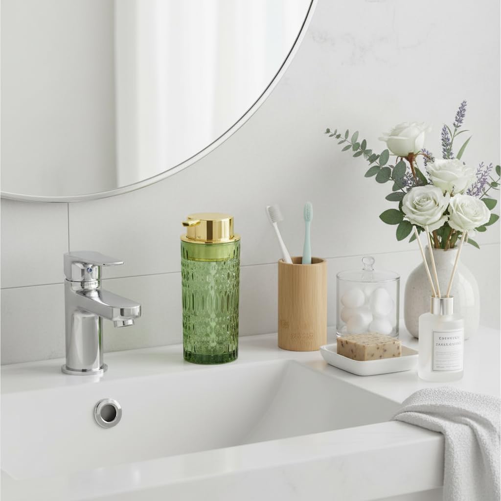 Green Glass Foaming Soap Dispenser