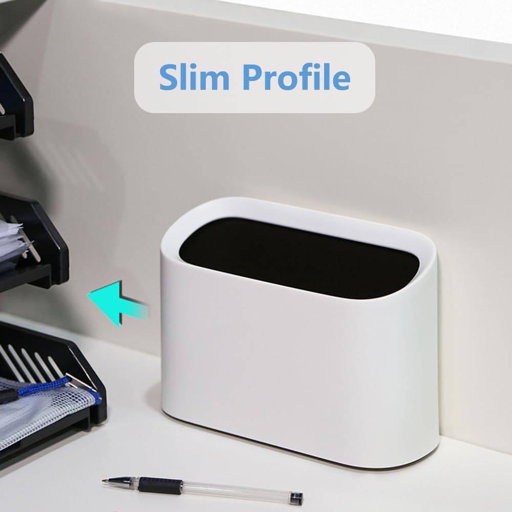 AYADA 0.4 Gal Mini Trash Can for Desk with Inclined Opening (White)