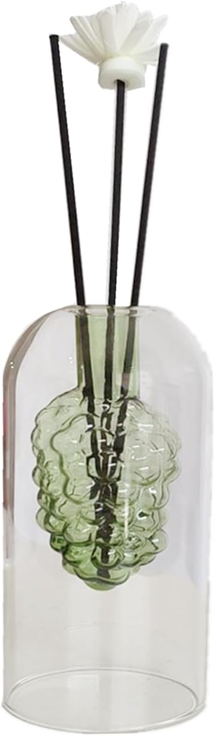 1PCS Double Layer Glass Diffuser Bottle,Empty Home Decoration Container,Fragrance Accessories with Black Sticks for DIY Perfume & Oils Replacement 105ml (Green Grape)
