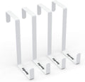 4 Pack Over The Door Hooks - Fitting Door Width Between 1 3/8" and 1 3/4", Reversible Door Hangers for Hanging Clothes, Towels, Coats and More (White)
