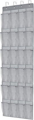 Over the Door Shoe Organizer Shoe Rack for Door Hanging Shoe Organizer (Grey, 24 pockets)