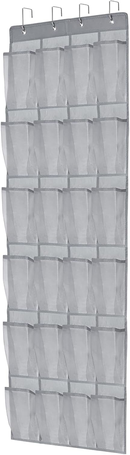 Over the Door Shoe Organizer Shoe Rack for Door Hanging Shoe Organizer (Grey, 24 pockets)