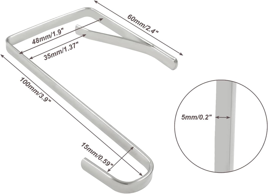 10Pcs Z-Shape Over The Door Hooks, 5mm Silver
