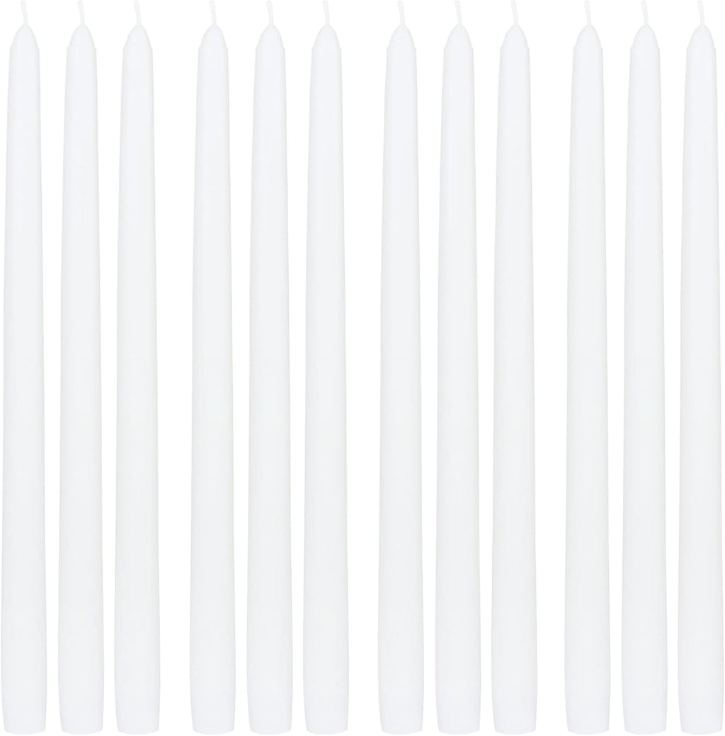 Zest Candle 12-Piece Taper Candles, 12-Inch, White