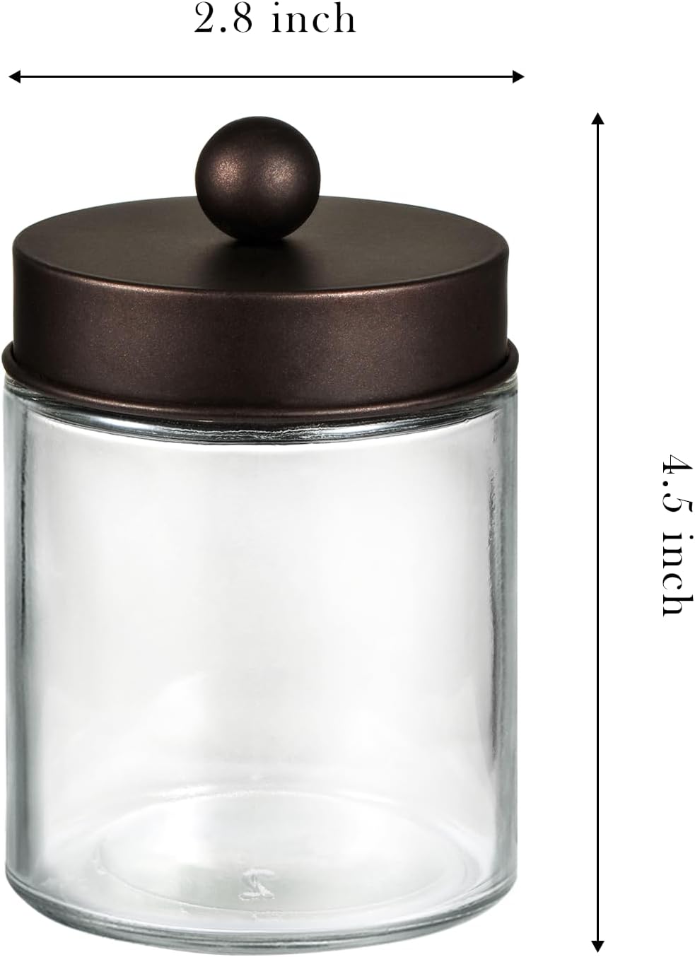 SheeChung 4 Pack Glass Qtip Holder with Bronze Stainless Steel Lids