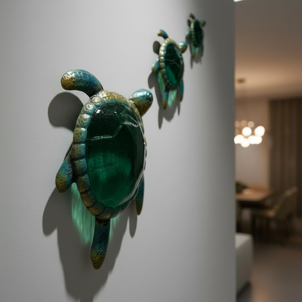 Comfy Hour 16 Inch Sea Turtle Wall Decor, Metal Wall Art, Set of 3