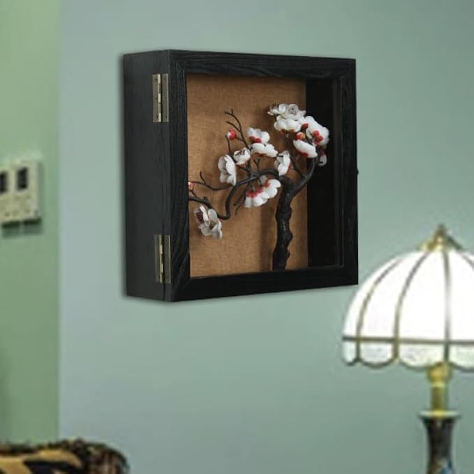 12 x 12 Extra Deep Shadow Box, 4-Inch Exterior Depth, Solid Wood, Black