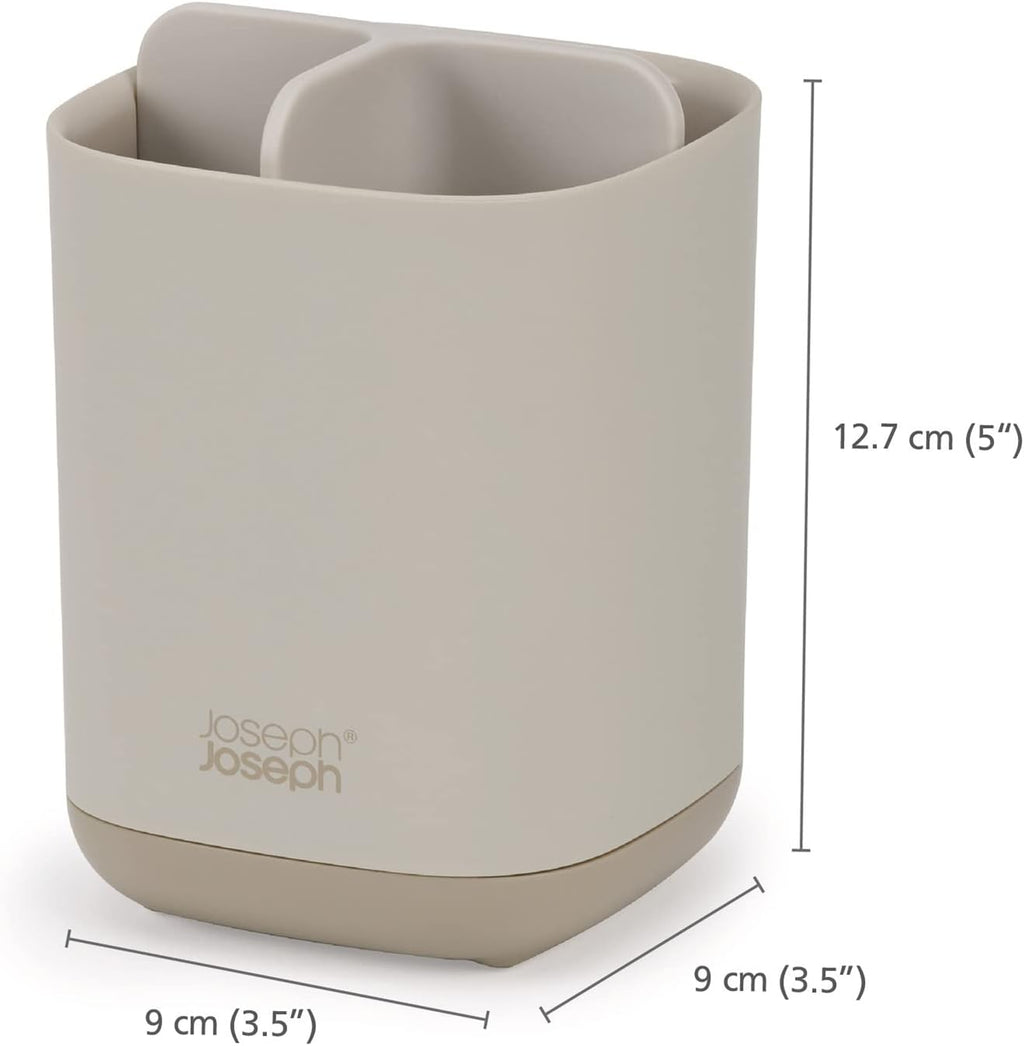 Joseph Joseph Easy-Store - Compact Toothbrush Holder Caddy Bathroom Storage- Ecru Small