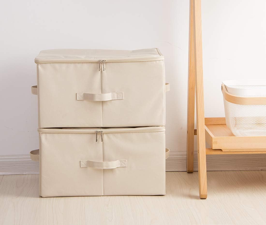 Fabric Storage Bins with Lid, Folding Large Clothes Storage Bin for Bedroom