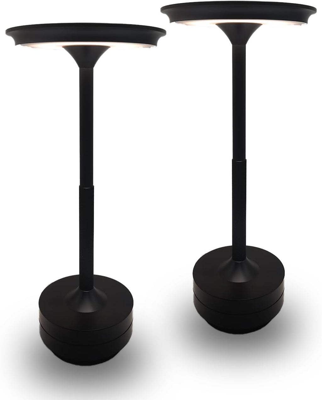 Cordless Rechargeable LED Table Lamp, 11.5 inches Modern Portable Desk Lamps 3 Colors Adjustable Brightness, 2600 mAh Battery Powered Table Light for Bar Restaurant Dining Black 2Pcs