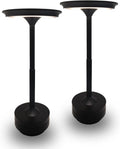 Cordless Rechargeable LED Table Lamp, 11.5 inches Modern Portable Desk Lamps 3 Colors Adjustable Brightness, 2600 mAh Battery Powered Table Light for Bar Restaurant Dining Black 2Pcs