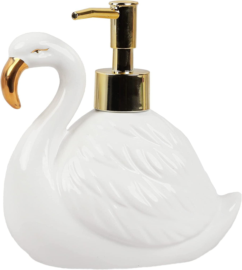 White Swan Soap Dispenser with Pump for Bathroom or Kitchen Sink